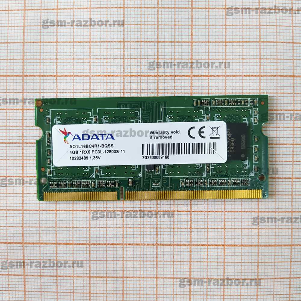 ����������� ������ ��� �������� ADATA AO1L16BC4R1-BQSS 4GB DDR3L-1600MHz SODIMM PC3L-12800S-11. �/� � �������
